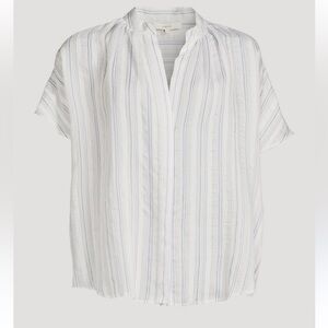 Vince Drapey Stripe Shirred Blouse